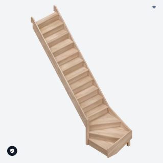 DOLLE SAVOIE - schody 1/4 zatočené v levo dole,s podschodnicemi, masivní buk nelakovaný